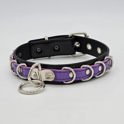 FC783 PATENT NEON BONDAGE CHOKER MULTI D RING BONDAGE CHOKER