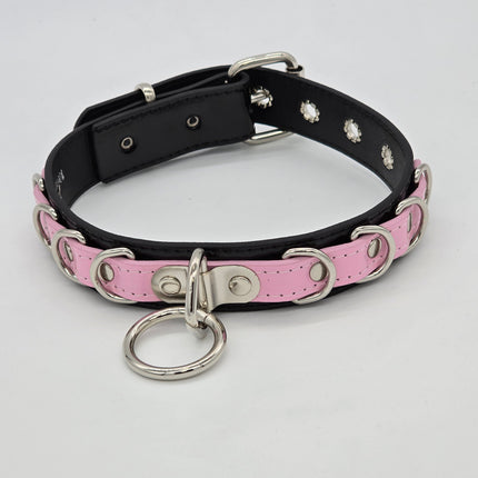 FC783 PATENT NEON BONDAGE CHOKER MULTI D RING BONDAGE CHOKER