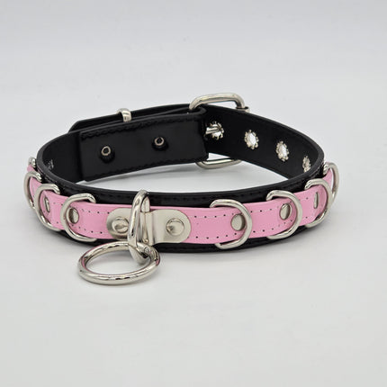 FC783 PATENT NEON BONDAGE CHOKER MULTI D RING BONDAGE CHOKER