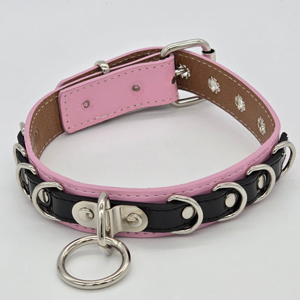 FC783 PATENT NEON BONDAGE CHOKER MULTI D RING BONDAGE CHOKER