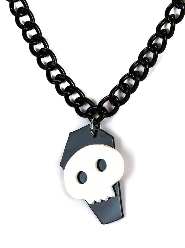 FC801BLK-WHT COFFIN SKULL PENDANT