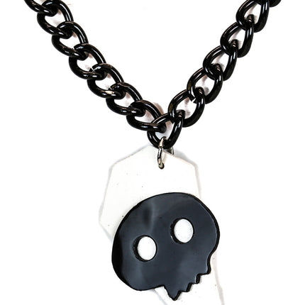 FC801WHT-BLK COFFIN SKULL PENDANT
