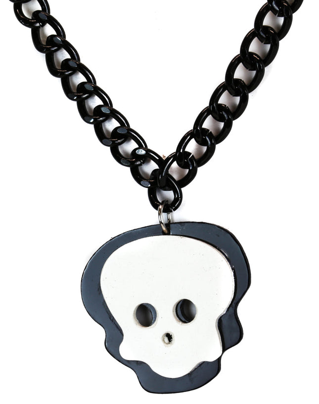 FC808BLK-WHT SKULL PENDANT