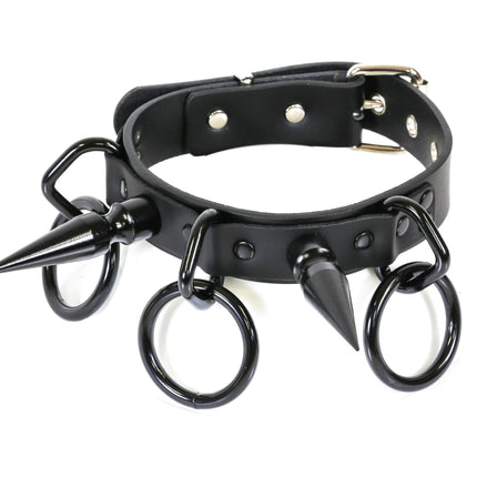 FC810  LARGE SPIKE RING BONDAGE CHOKER