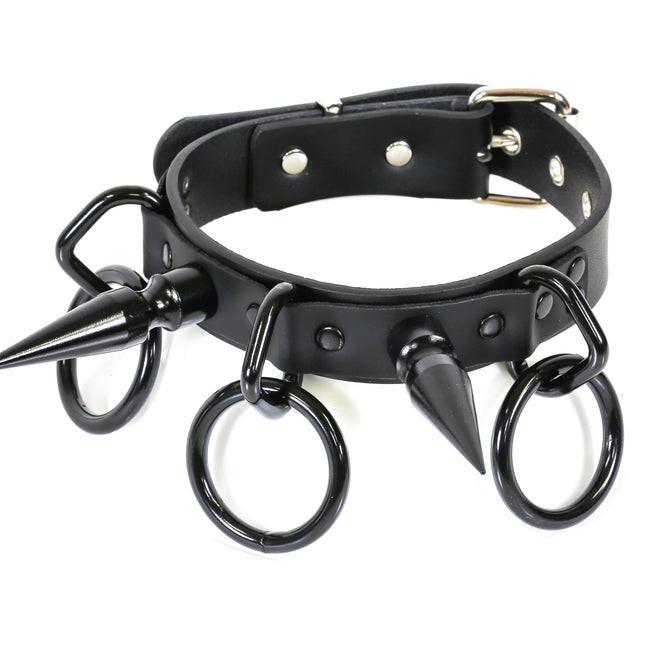 FC810  LARGE SPIKE RING BONDAGE CHOKER