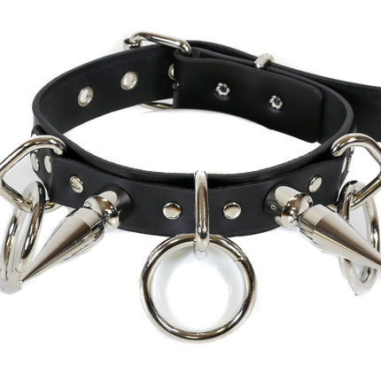 FC810  LARGE SPIKE RING BONDAGE CHOKER