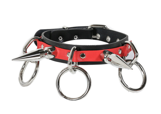 FC810  LARGE SPIKE RING BONDAGE CHOKER