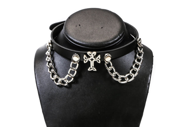 FC862CHAIN CHAIN CROSS CHOKER