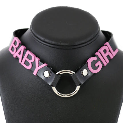 FC870-PS  PINK LETTER MIDDLE RING CHOKER