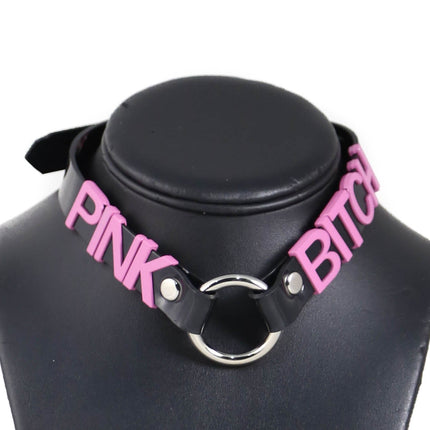 FC870-PS  PINK LETTER MIDDLE RING CHOKER