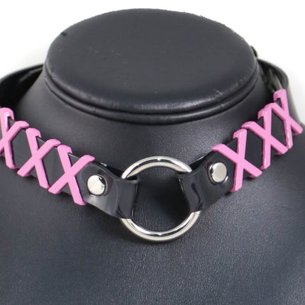 FC870-PS  PINK LETTER MIDDLE RING CHOKER