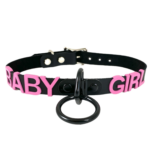 FC873-PS  O RING  BONDAGE STAINLESS STEEL LETTER WORDS ID NAME CHOKER