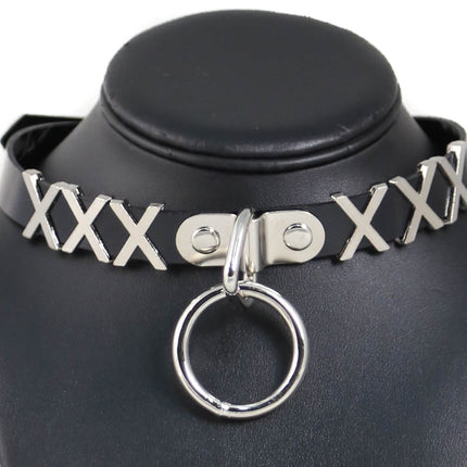 FC873  O RING  BONDAGE STAINLESS STEEL LETTER WORDS ID NAME CHOKER