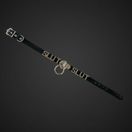 FC873  O RING  BONDAGE STAINLESS STEEL LETTER WORDS ID NAME CHOKER