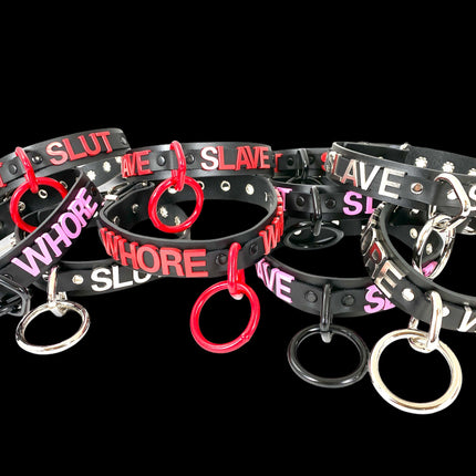 FC876 BONDAGE STAINLESS STEEL LETTER WORDS ID NAME CHOKER