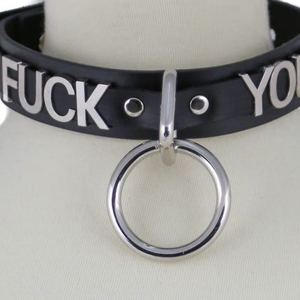 FC876 BONDAGE STAINLESS STEEL LETTER WORDS ID NAME CHOKER