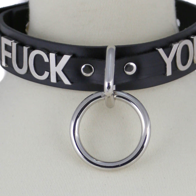 FC876 BONDAGE STAINLESS STEEL LETTER WORDS ID NAME CHOKER