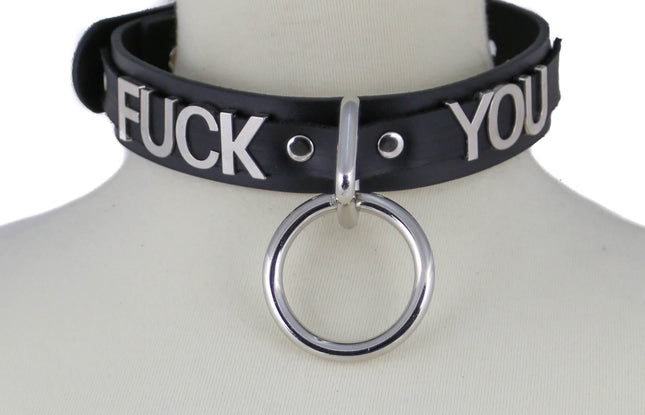 FC876 BONDAGE STAINLESS STEEL LETTER WORDS ID NAME CHOKER