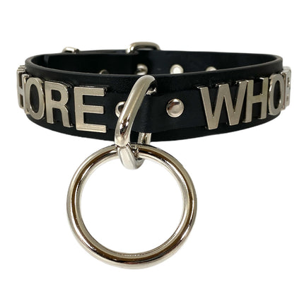 FC876 BONDAGE STAINLESS STEEL LETTER WORDS ID NAME CHOKER