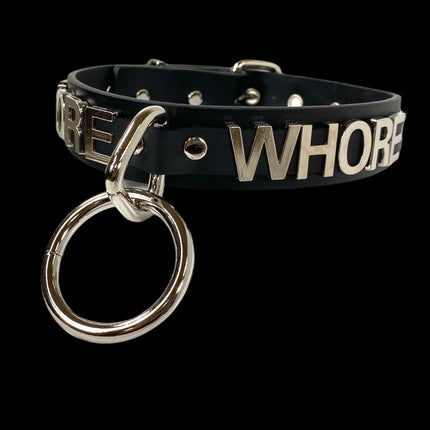 FC876 BONDAGE STAINLESS STEEL LETTER WORDS ID NAME CHOKER