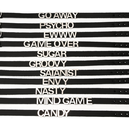 FC291VN-BLK STAINLESS STEEL WORDS BLACK VINYL CHOKER