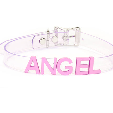 FC291VN-CLR-PS  STAINLESS STEEL LETTER WORDS ID NAME VINYL CHOKER