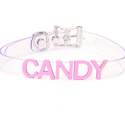 FC291VN-CLR-PS  STAINLESS STEEL LETTER WORDS ID NAME VINYL CHOKER