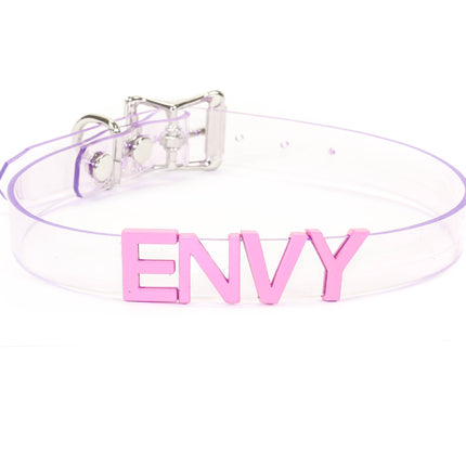 FC291VN-CLR-PS  STAINLESS STEEL LETTER WORDS ID NAME VINYL CHOKER