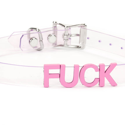 FC291VN-CLR-PS  STAINLESS STEEL LETTER WORDS ID NAME VINYL CHOKER