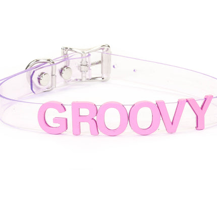 FC291VN-CLR-PS  STAINLESS STEEL LETTER WORDS ID NAME VINYL CHOKER