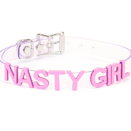 FC291VN-CLR-PS  STAINLESS STEEL LETTER WORDS ID NAME VINYL CHOKER