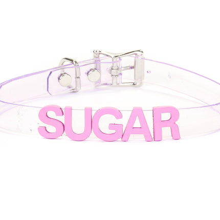 FC291VN-CLR-PS  STAINLESS STEEL LETTER WORDS ID NAME VINYL CHOKER