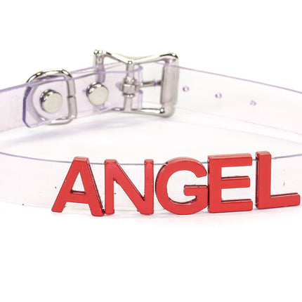 FC291VN-CLR-RS STAINLESS STEEL LETTER WORDS ID NAME CLEAR VINYL CHOKER