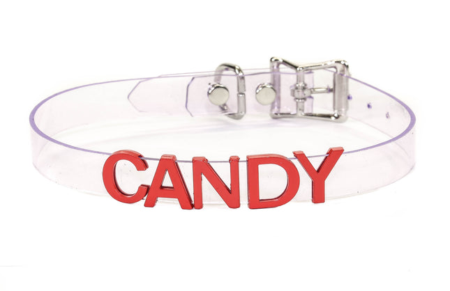 FC291VN-CLR-RS STAINLESS STEEL LETTER WORDS ID NAME CLEAR VINYL CHOKER