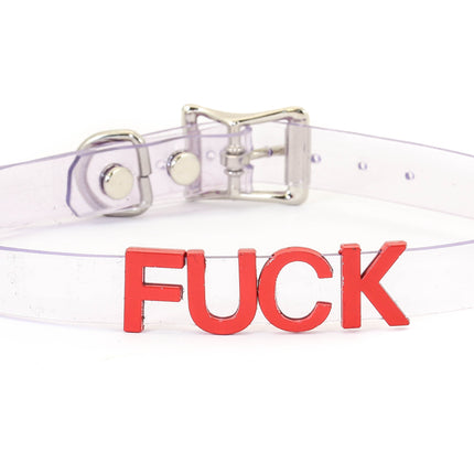 FC291VN-CLR-RS STAINLESS STEEL LETTER WORDS ID NAME CLEAR VINYL CHOKER