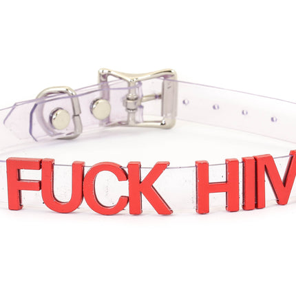 FC291VN-CLR-RS STAINLESS STEEL LETTER WORDS ID NAME CLEAR VINYL CHOKER