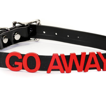 FC291-RS   RED LEATHER STAINLESS STEEL LETTER NAME FETISH  CHOKER