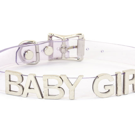 FC291VN-CLR CLEAR VINYL STAINLESS STEEL WORDS CLEAR VINYL CHOKER