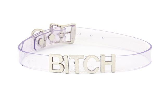 FC291VN-CLR CLEAR VINYL STAINLESS STEEL WORDS CLEAR VINYL CHOKER