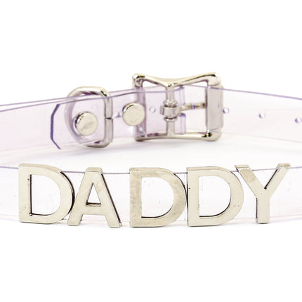 FC291VN-CLR CLEAR VINYL STAINLESS STEEL WORDS CLEAR VINYL CHOKER