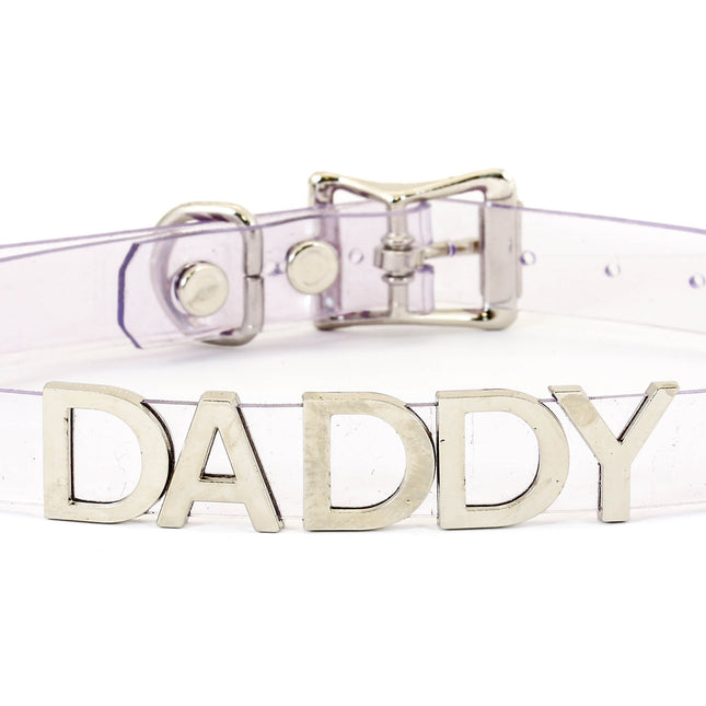 FC291VN-CLR CLEAR VINYL STAINLESS STEEL WORDS CLEAR VINYL CHOKER