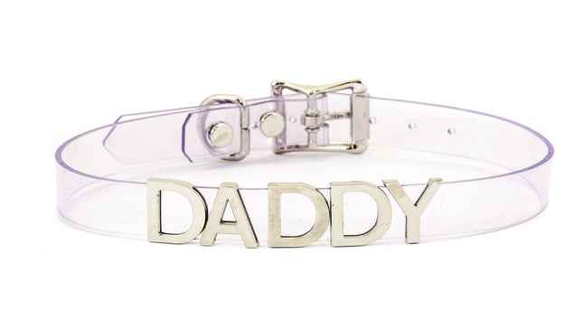 FC291VN-CLR CLEAR VINYL STAINLESS STEEL WORDS CLEAR VINYL CHOKER