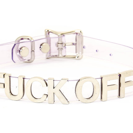 FC291VN-CLR CLEAR VINYL STAINLESS STEEL WORDS CLEAR VINYL CHOKER