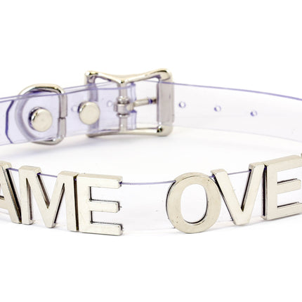 FC291VN-CLR CLEAR VINYL STAINLESS STEEL WORDS CLEAR VINYL CHOKER