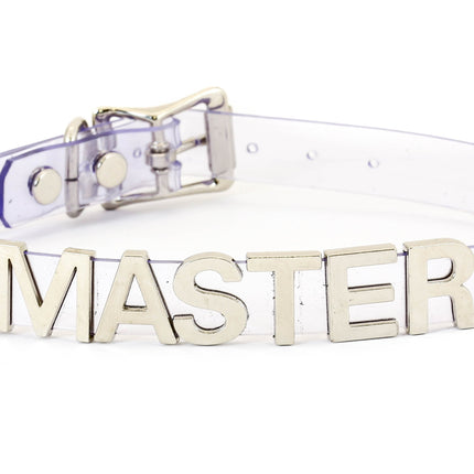 FC291VN-CLR CLEAR VINYL STAINLESS STEEL WORDS CLEAR VINYL CHOKER