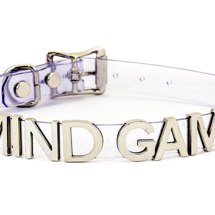 FC291VN-CLR CLEAR VINYL STAINLESS STEEL WORDS CLEAR VINYL CHOKER