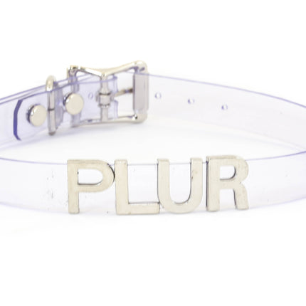 FC291VN-CLR CLEAR VINYL STAINLESS STEEL WORDS CLEAR VINYL CHOKER