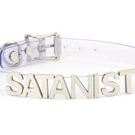 FC291VN-CLR CLEAR VINYL STAINLESS STEEL WORDS CLEAR VINYL CHOKER