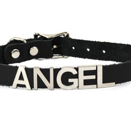 FC291VN-BLK STAINLESS STEEL WORDS BLACK VINYL CHOKER