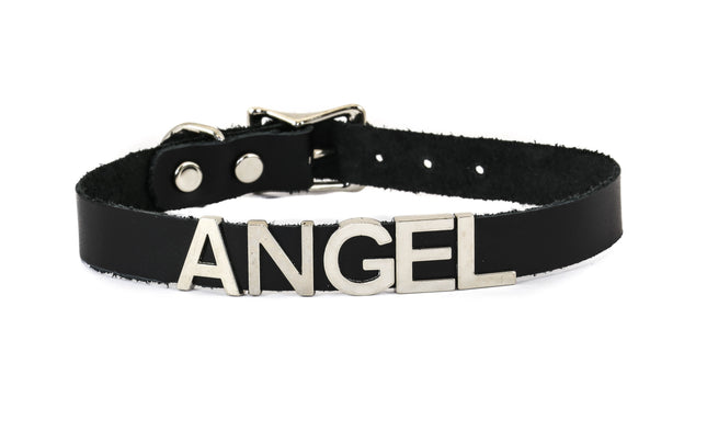FC291VN-BLK STAINLESS STEEL WORDS BLACK VINYL CHOKER